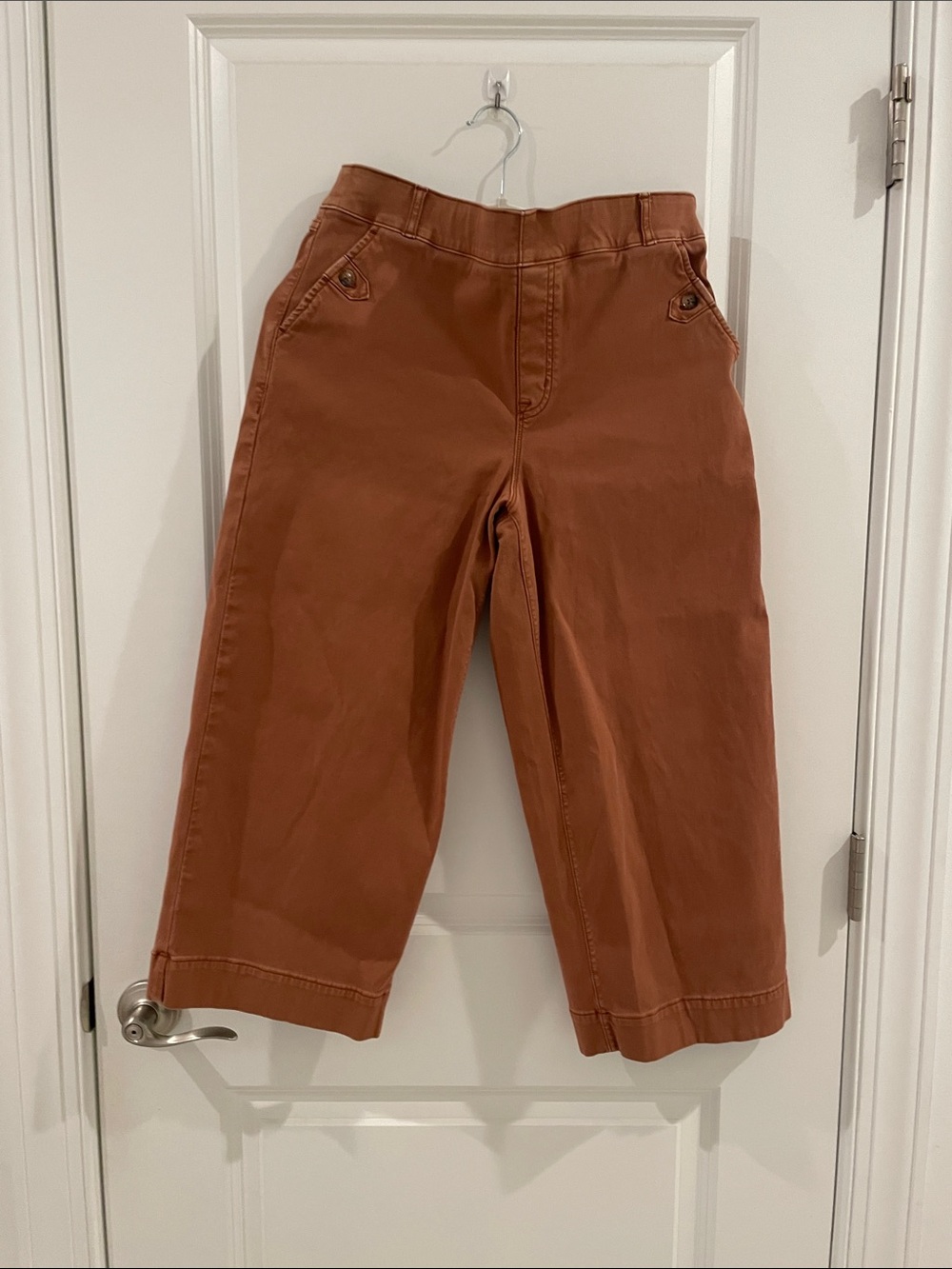 Spanx Womens Casual Wide-Leg Pants in Terracotta/Rust color